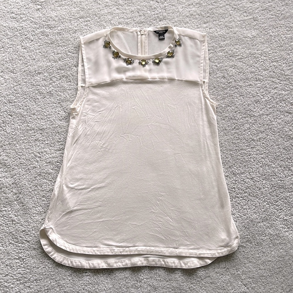 Ann Taylor Petite Sleeveless Jewel Neck Blouse Top - Size XSP